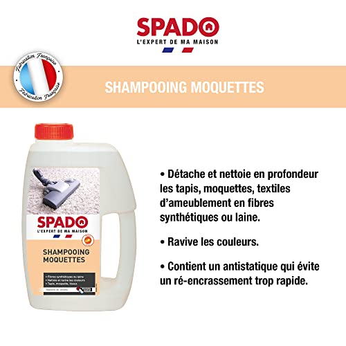SPADO Shampoing raviveur moquettes - Nettoie, ravive les couleurs et redonne du volume - Tapis, moquettes et laine - Par