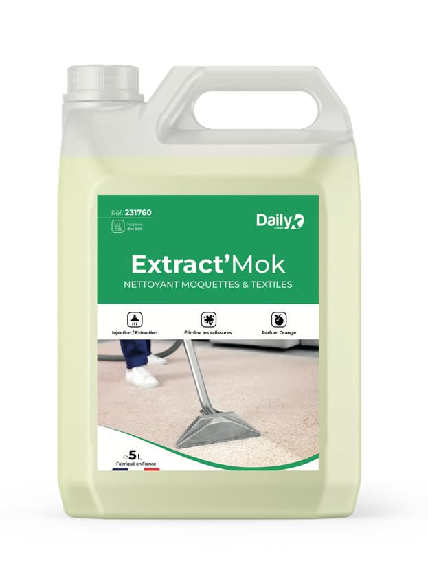 DAILY K Nettoyant profond contre taches moquettes textiles - Détachant puissant 5 L - Idéal maison voiture - Sans résidu