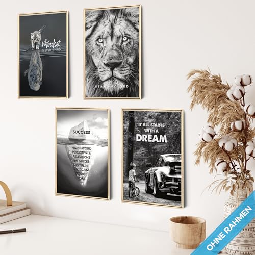 Mojoliving Poster de motivation Noir et blanc - Décoration de bureau - Fitness