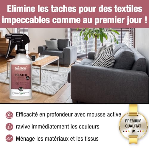 Bio-Chem - Nettoyant pour tissu canapé siège voiture 0,5L - Détache et neutralise les odeurs - Produit pour rembourrages