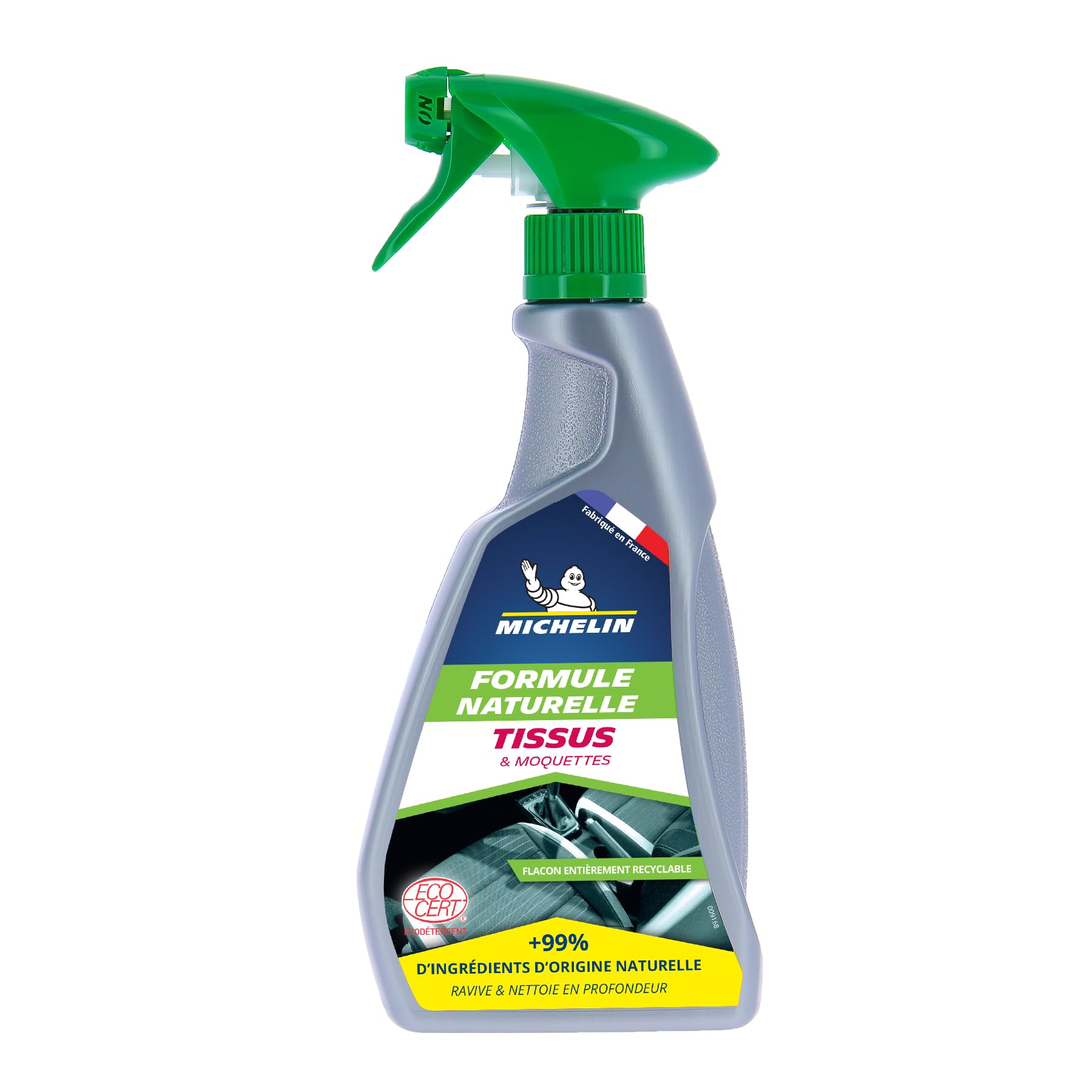 MICHELIN Nettoyant Détachant Tissus, Moquettes et Sièges Formule Naturelle 500 ML
