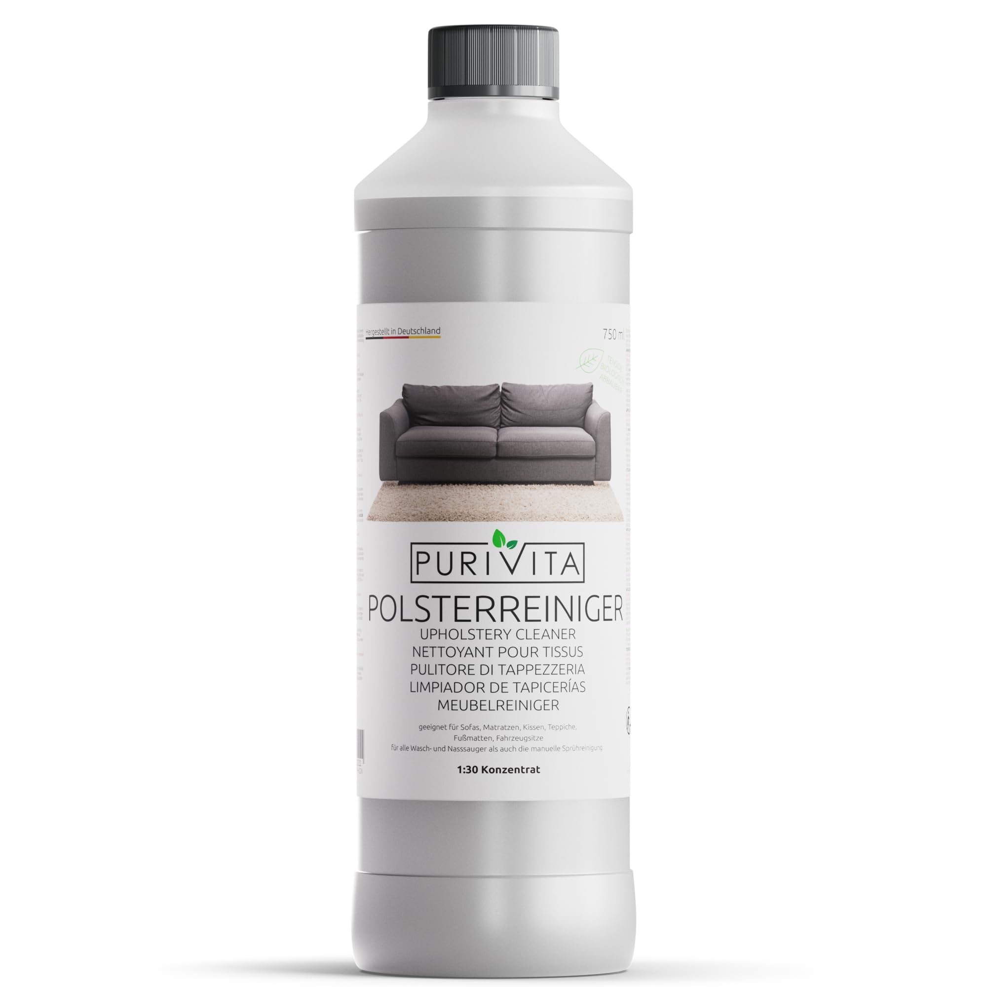  PURIVITA® Nettoyant Tissus d’Ameublement [750ML] - Maison & Sièges de Voiture - Détachant Puissant pour Canapés, Matela