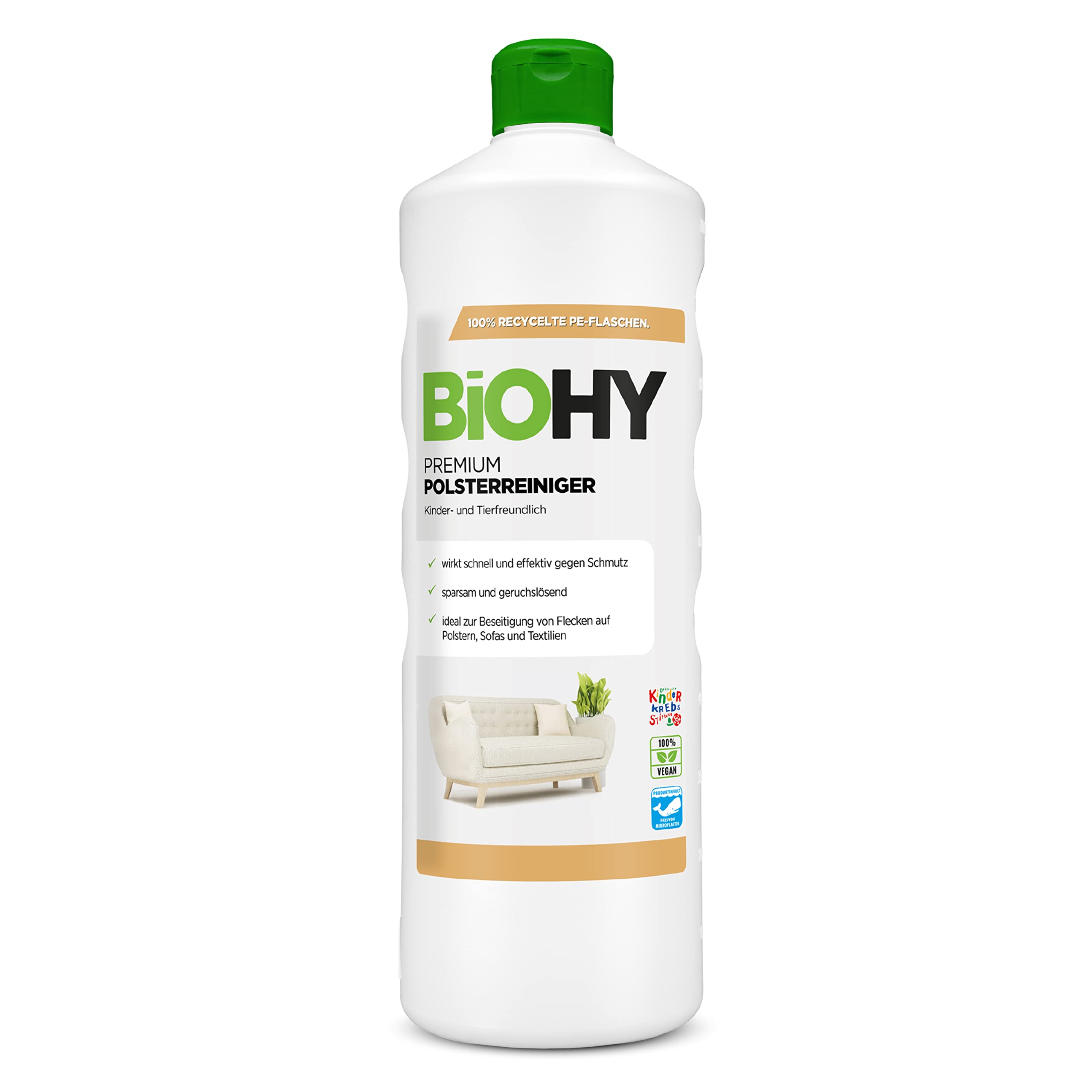 BiOHY Nettoyant Premium pour Tapis, Canapés & Meubles Rembourrés - Détachant Désodorisant Concentré 1L