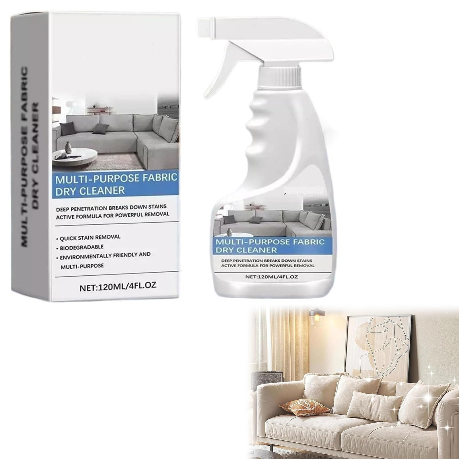 Nettoyant de canapé en tissu Kit de nettoyage et détacheur pour meubles de salle d'attente et sièges de voiture