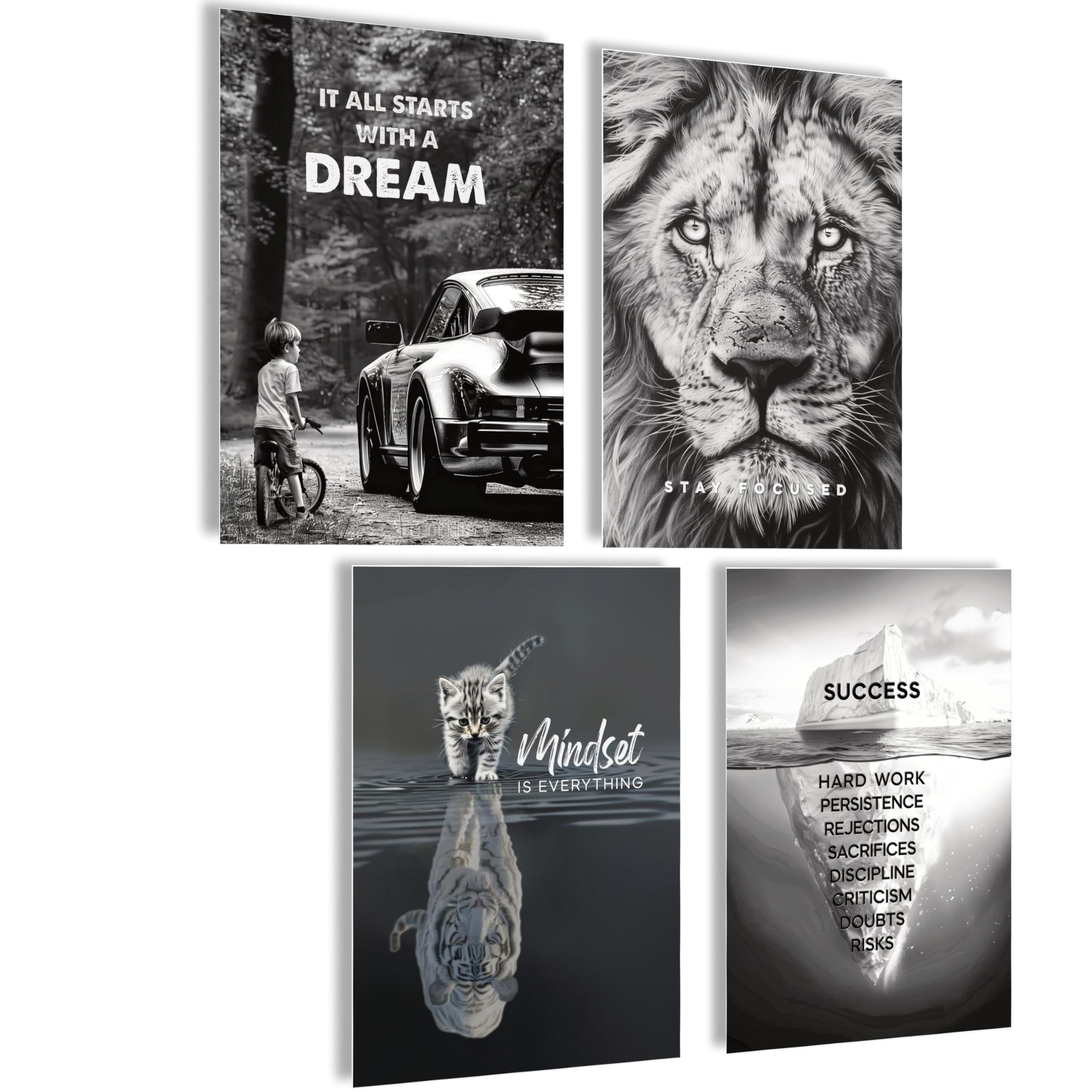 Mojoliving Poster de motivation Noir et blanc - Décoration de bureau - Fitness